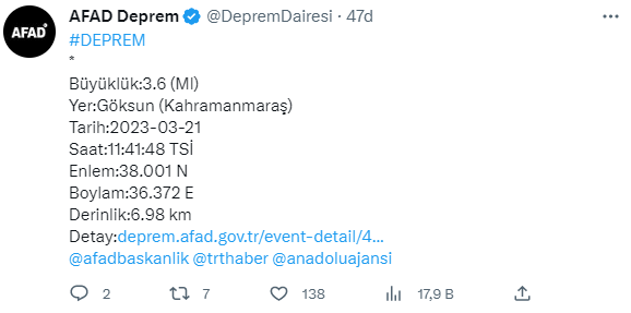 adana deprem