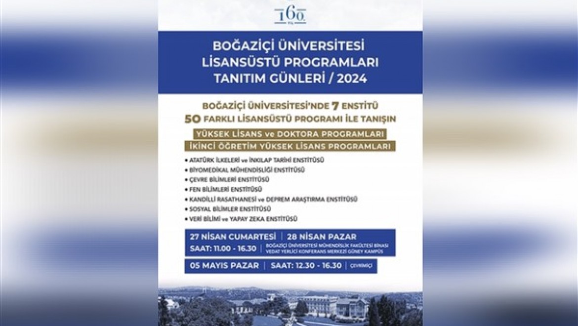 Boğaziçi Üniversitesi'nde 7 enstitüde 50 lisansüstü program tanıtılacak
