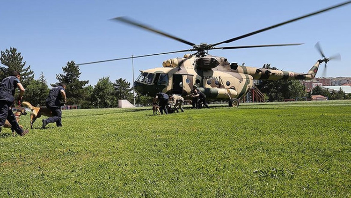 Jandarmanın 'hassas burunları' operasyonlara helikopterli eğitimle hazırlanıyor