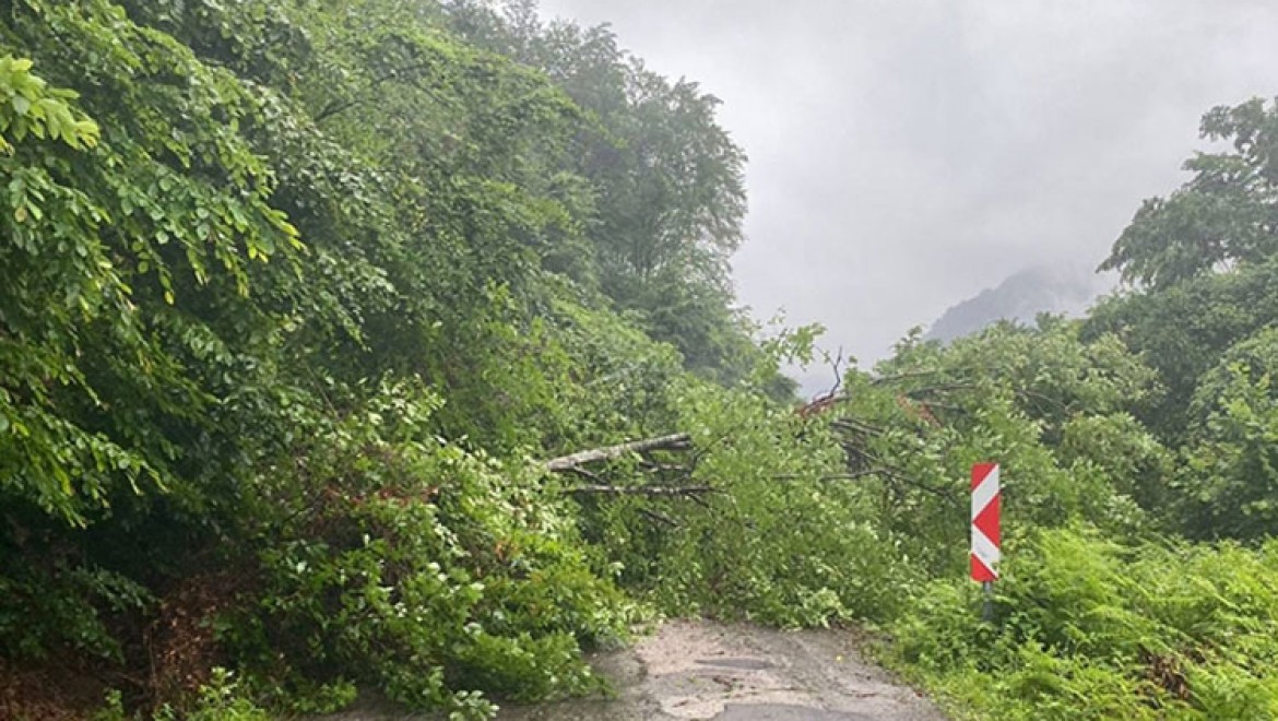 Samsun'da toprak kayması nedeniyle mahalle yolu trafiğe kapatıldı