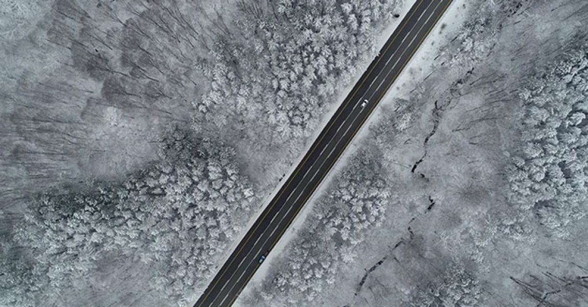 Kırklareli'nde "beyaza bürünen" Istranca Ormanları havadan görüntülendi
