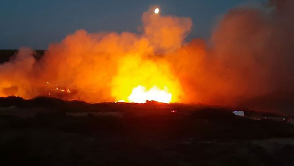Bozcaada'da makilik alanda yangın çıktı