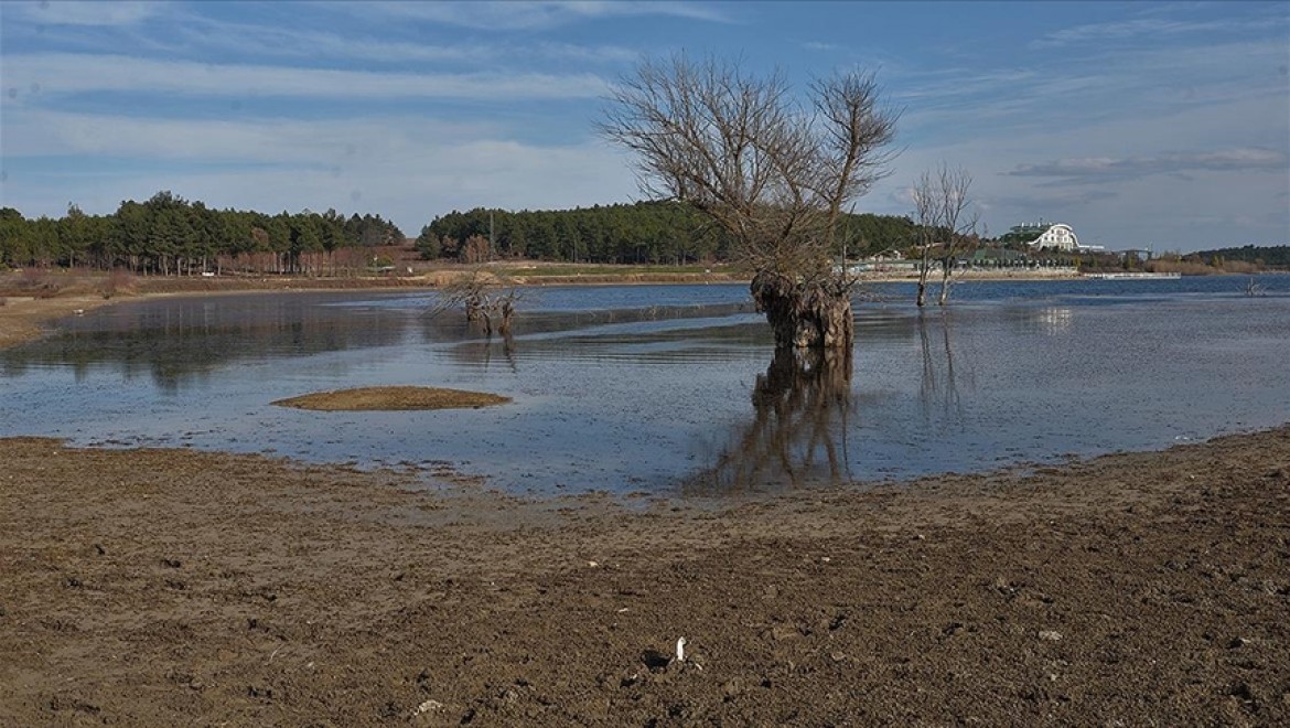 Bilecik'teki Pelitözü Göleti'nde yağış azlığı nedeniyle sular 30 metre çekildi