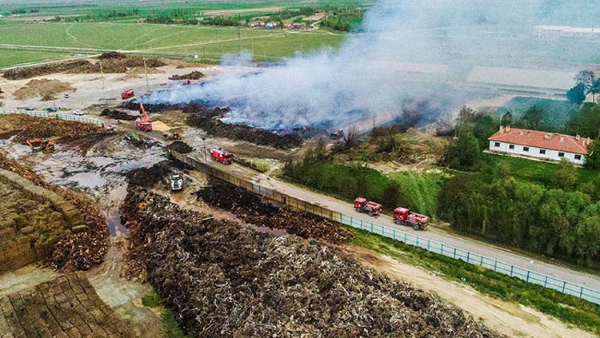 Afyonkarahisar'da biyokütle enerji santralindeki yangında 30 bin ton odun ve tomruk yandı