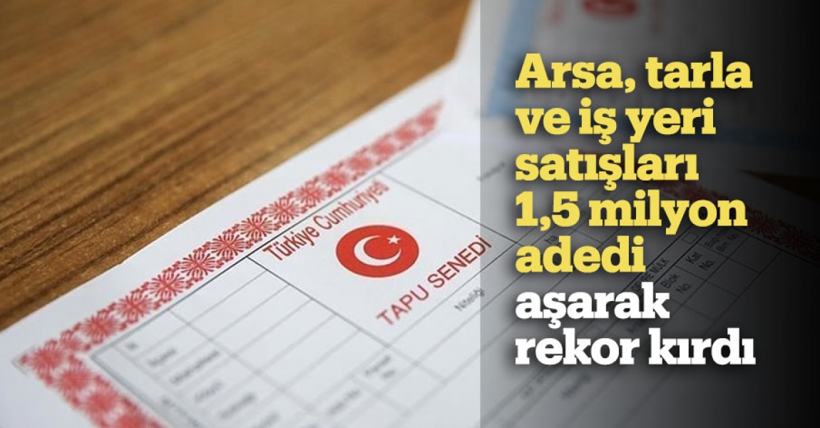 Arsa, tarla ve iş yeri satışları 1,5 milyon adedi aşarak rekor kırdı