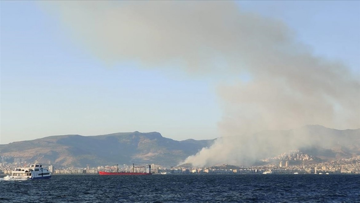 İzmir'in Karşıyaka ilçesinde orman yangını çıktı